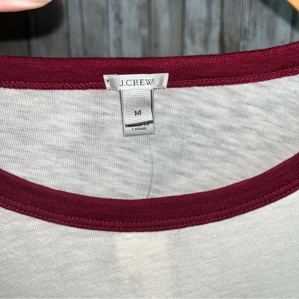 J.Crew Colorblock Sweatshirt NWT Pink Cream Magenta Slub Cotton Casual Pullover - Picture 4 of 6